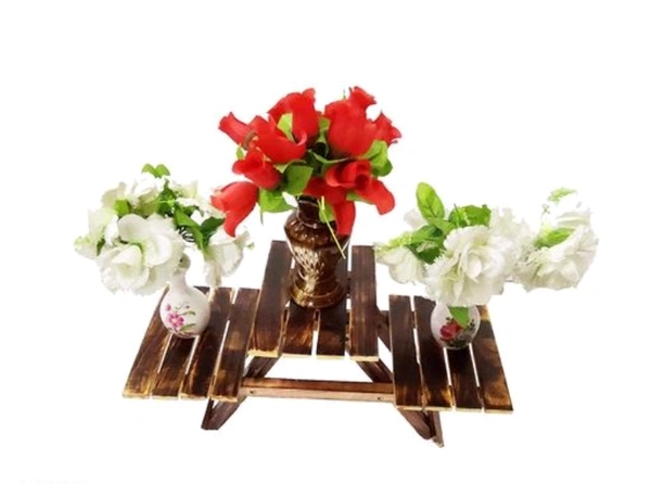 Wooden Multipurpose Folding  Pots & Planters Stand  With 3 Rack - Free Size, Wooden,  Folding, Pack of1